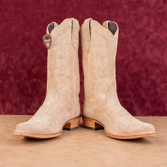 Ariat Women Hazen Taupe Suede Western Cowboy Party Festival Boots sz 8 - Picture 2 of 10